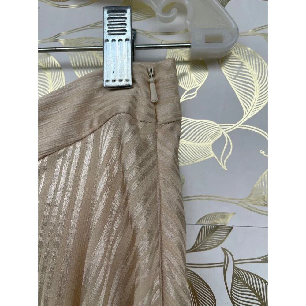 NWT Vita Grace Satin Peplum Top & Asymmetric Skirt Set S/M Champagne Luxury